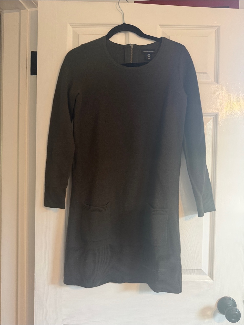Adrienne Vittadini Olive Green Long-Sleeve Knit Dress